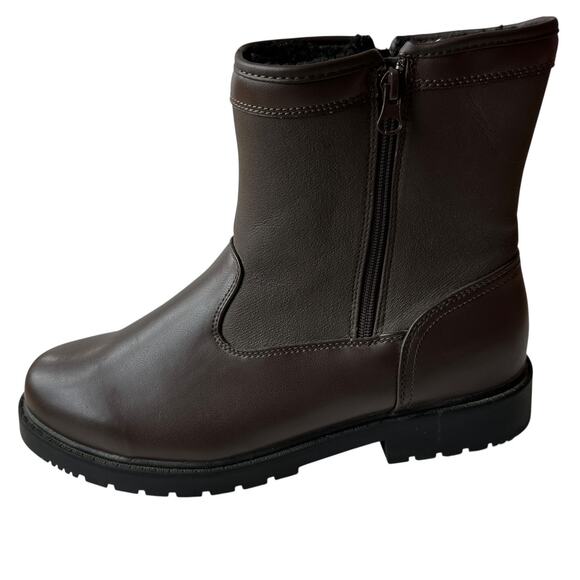 Haband's Thermal King Boots Dark Brown Faux Leather Double Zip Men's Size 10.5D - Picture 1 of 12